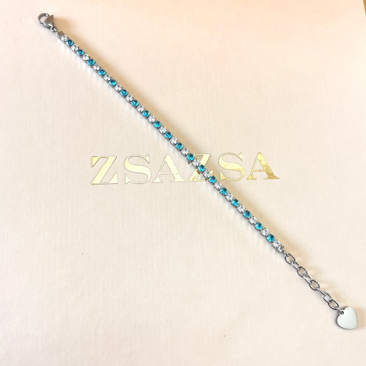 Turquoise mix zircone tennis bracelet