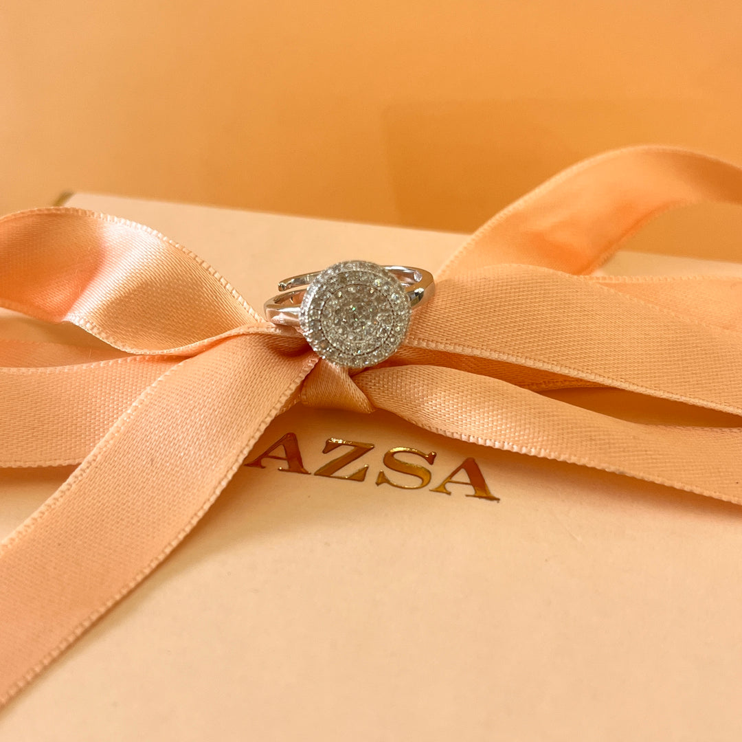 Zircone round sterling silver ring