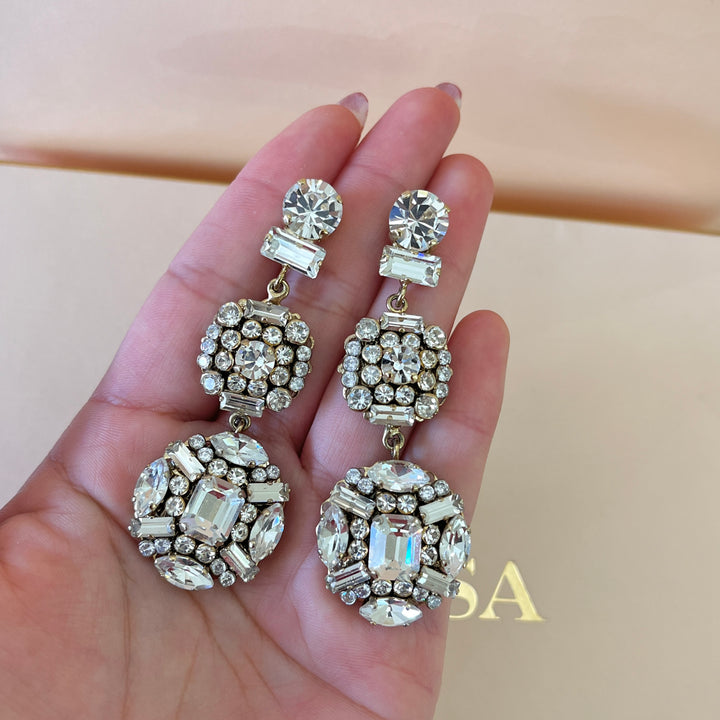 Swarovski crystals gold plated earrings