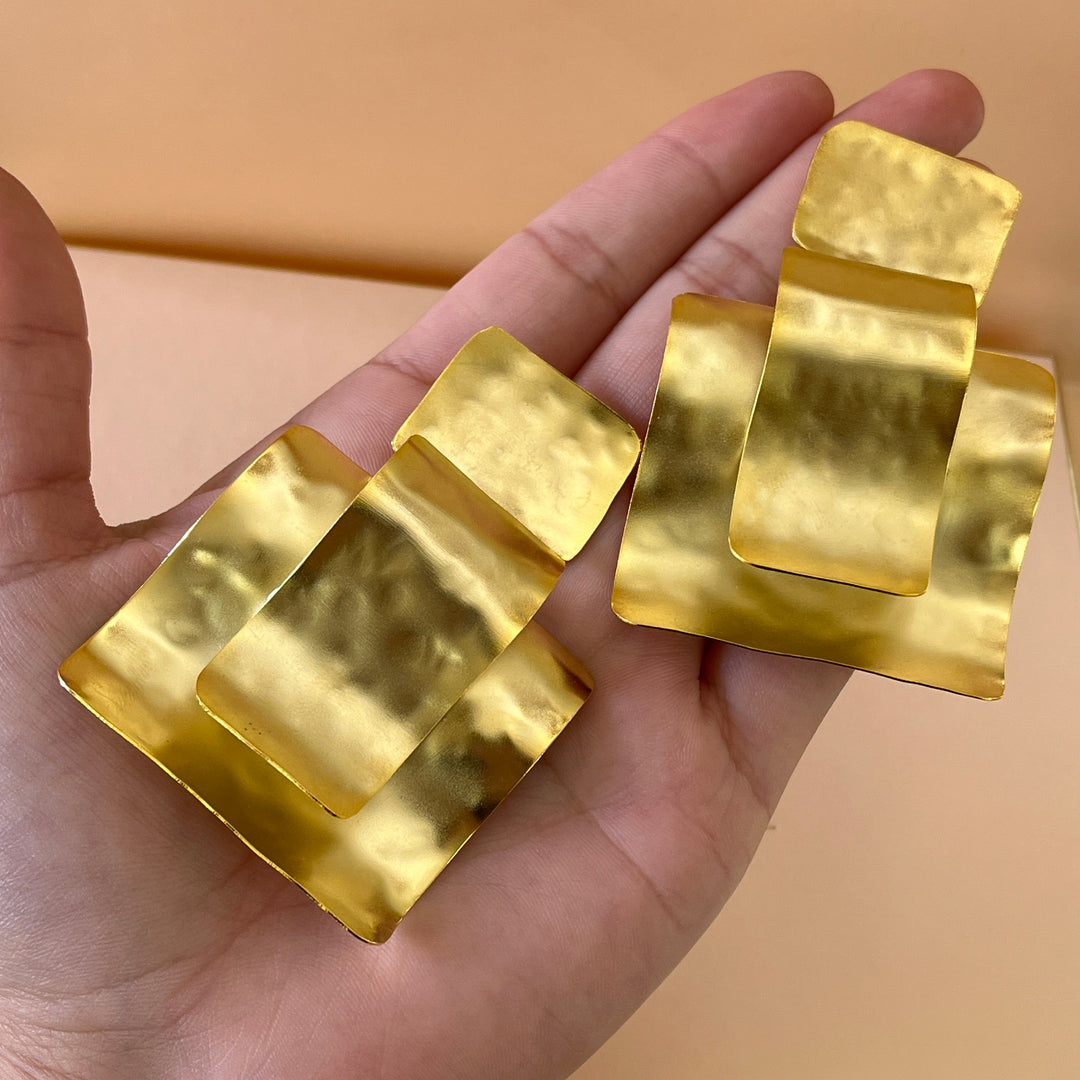 Gold handmade earrings & bangle