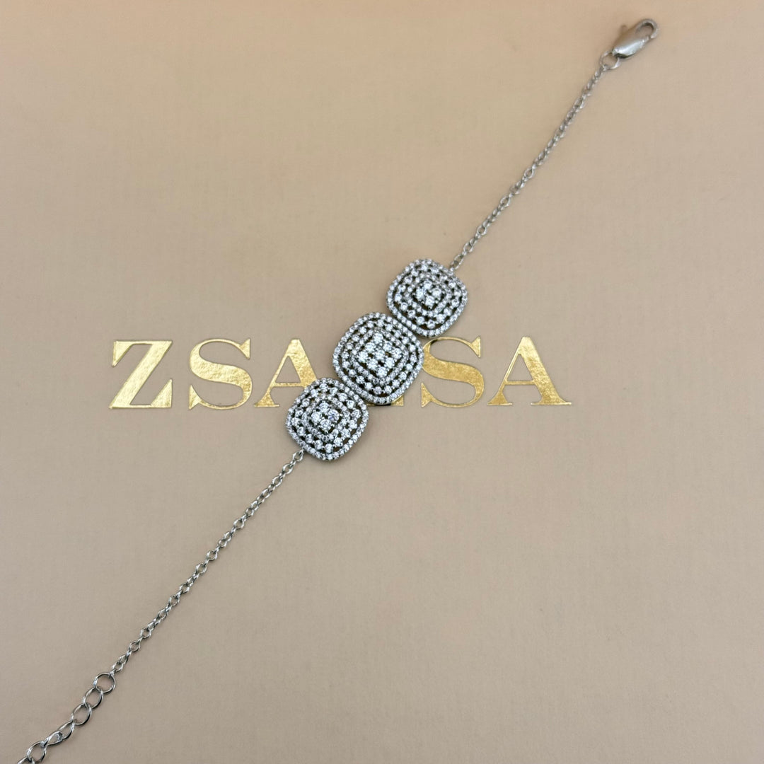 Squares zircone silver set