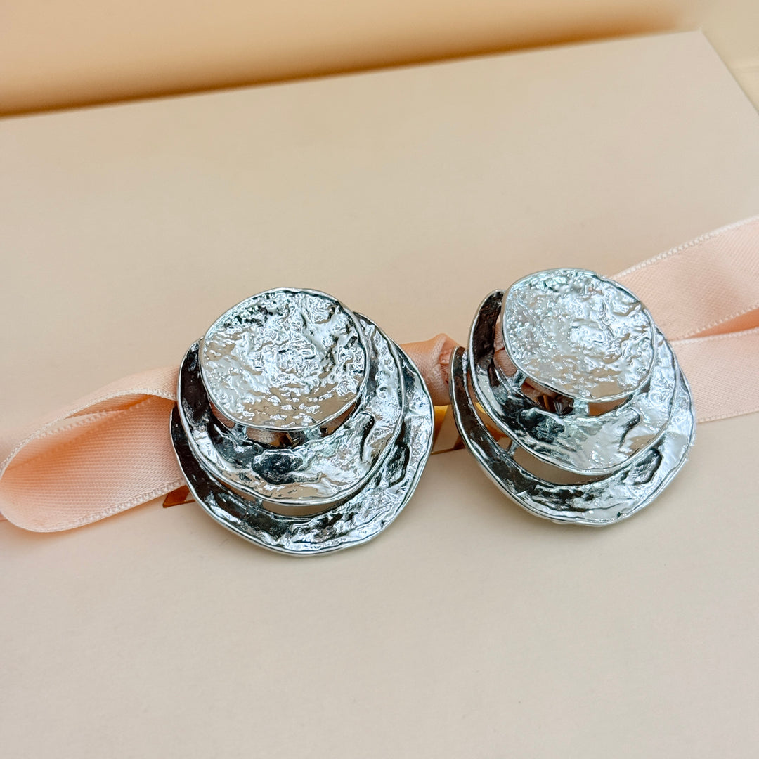 Plain chunky silver clip on earrings