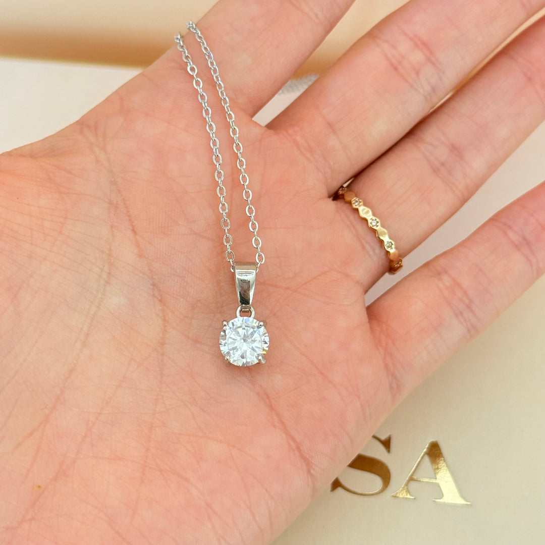 Solitaire zircone silver set