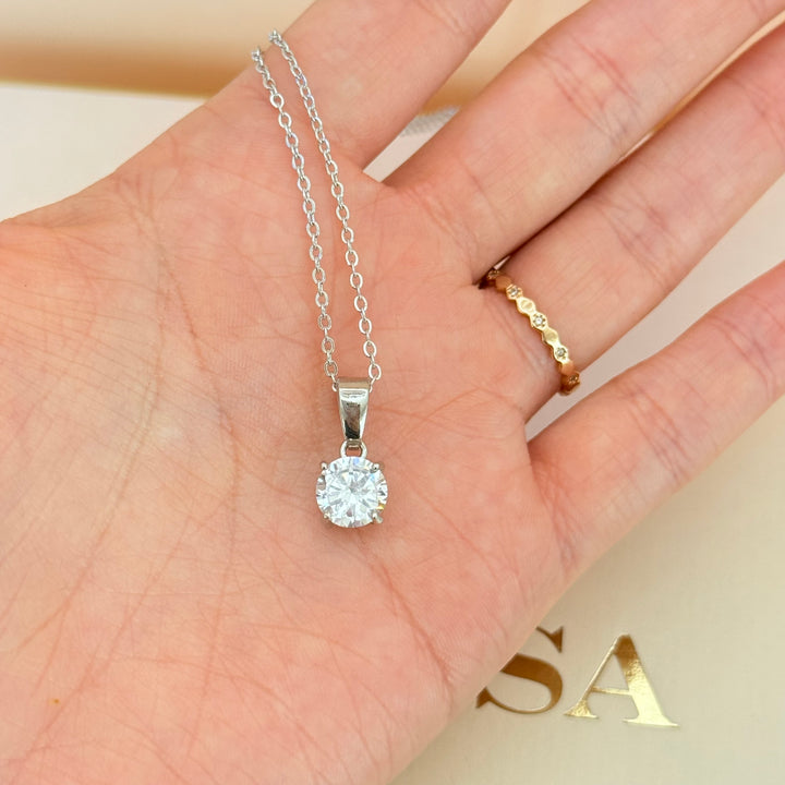 Solitaire zircone silver set