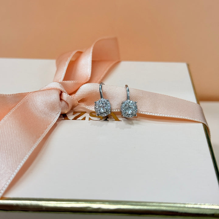 Dainty round zircone sterling silver hooks