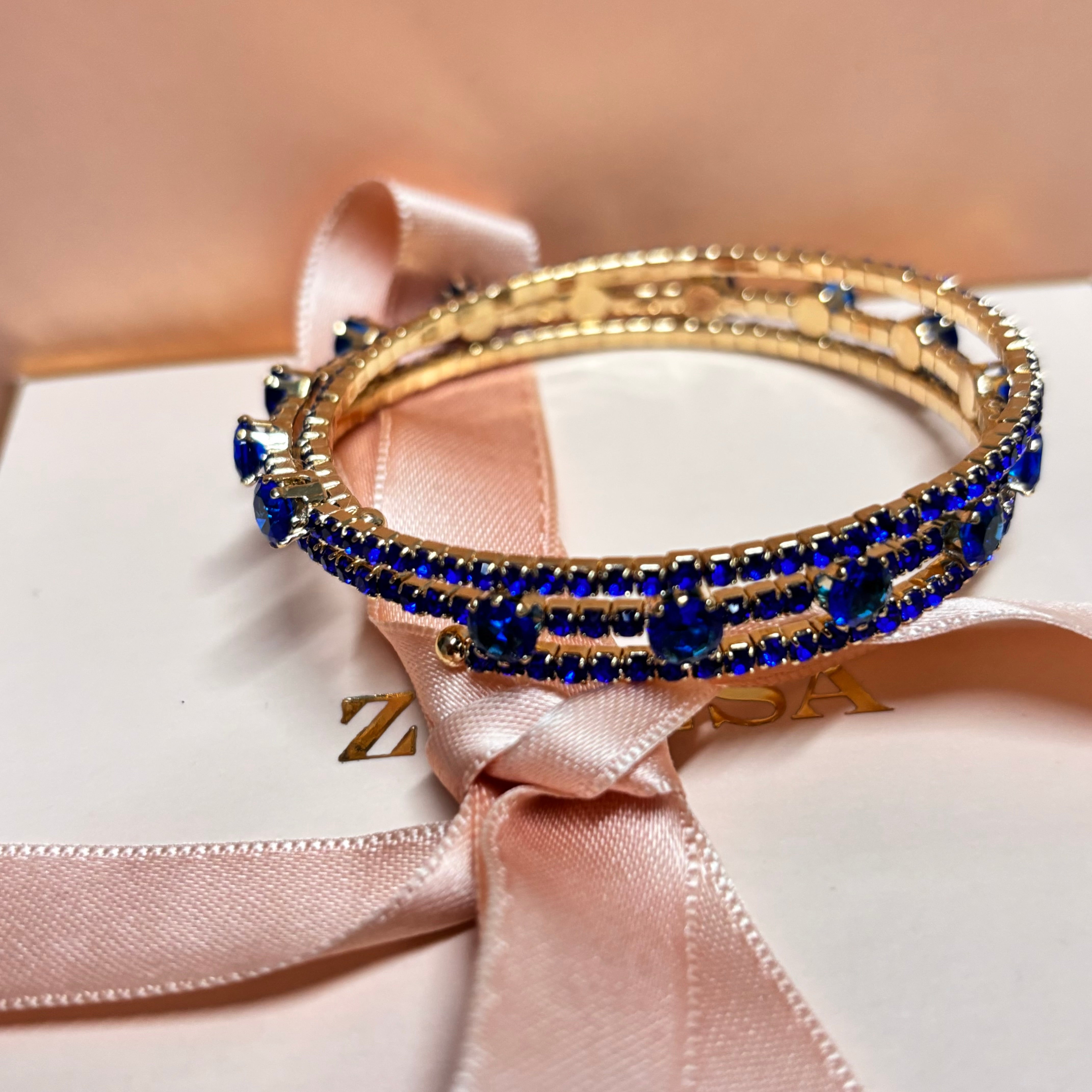 3 rows royal blue bangle