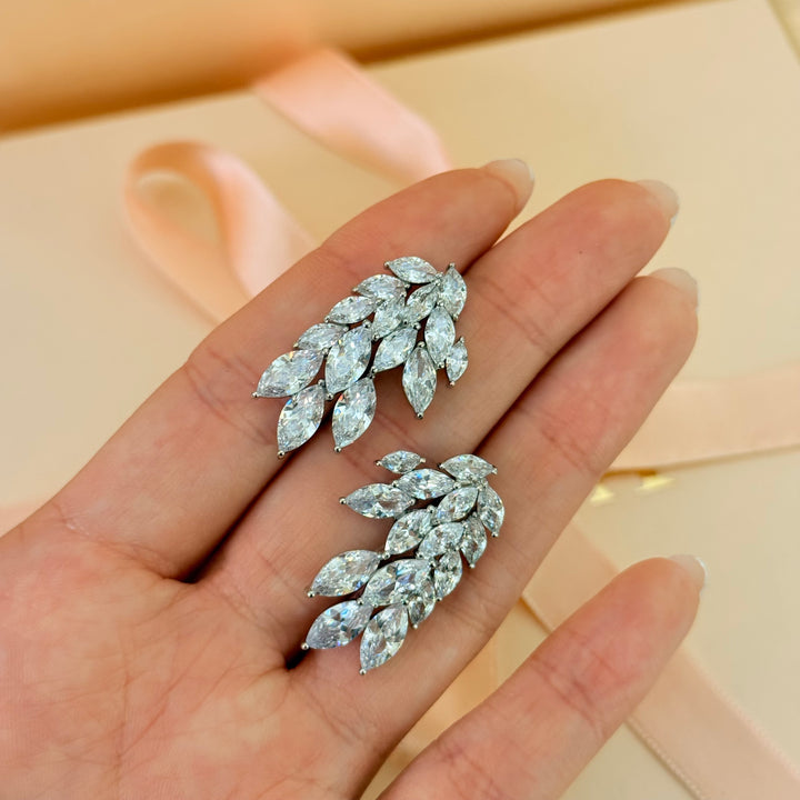 Chunky marquise zircone silver earrings