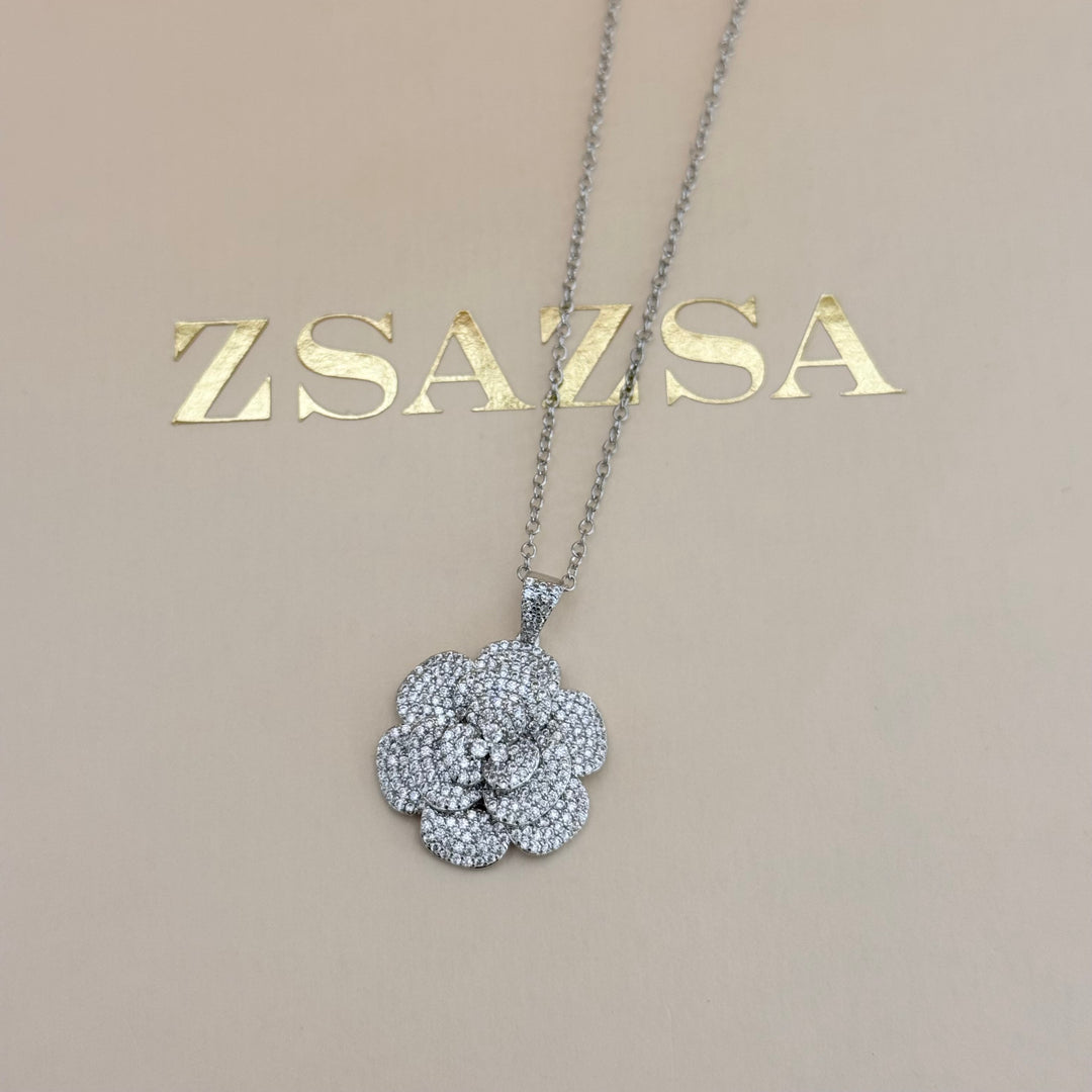 Rosette zircone silver set