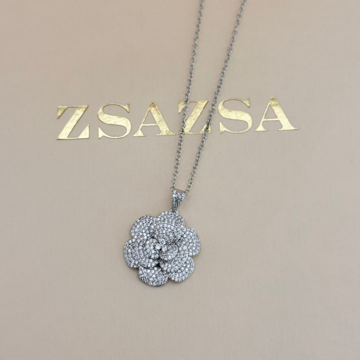 Rosette zircone silver set