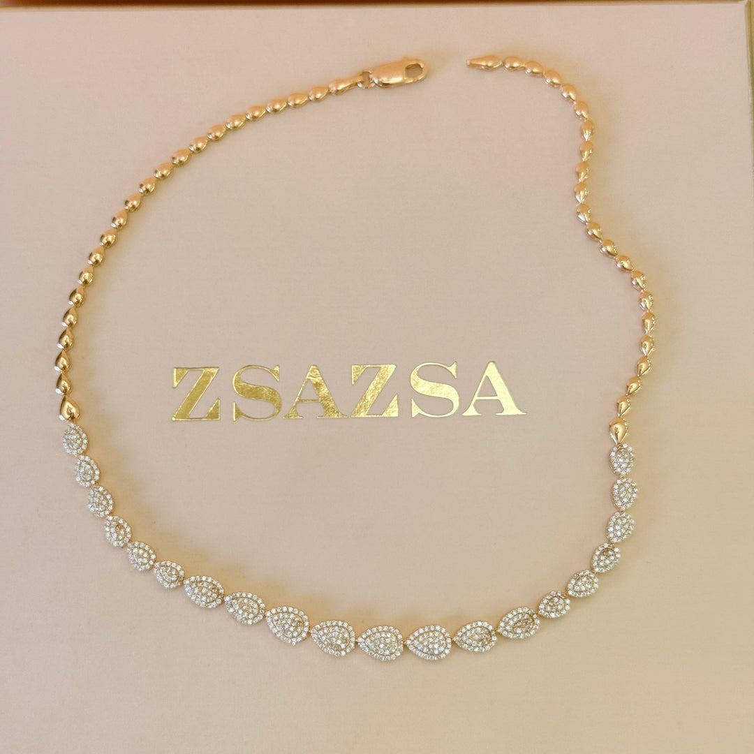 Zircone teardrop gold plated sterling silver necklace