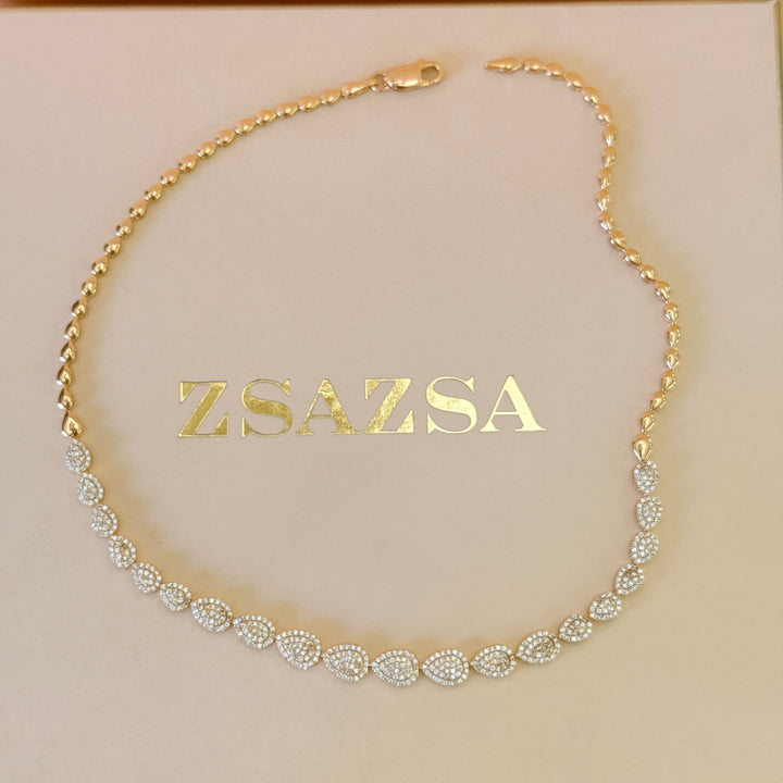 Zircone teardrop gold plated sterling silver necklace
