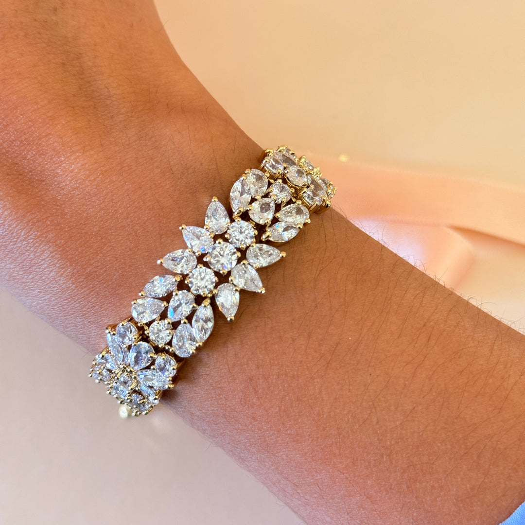 Zircone chunky marquise gold plated bracelet