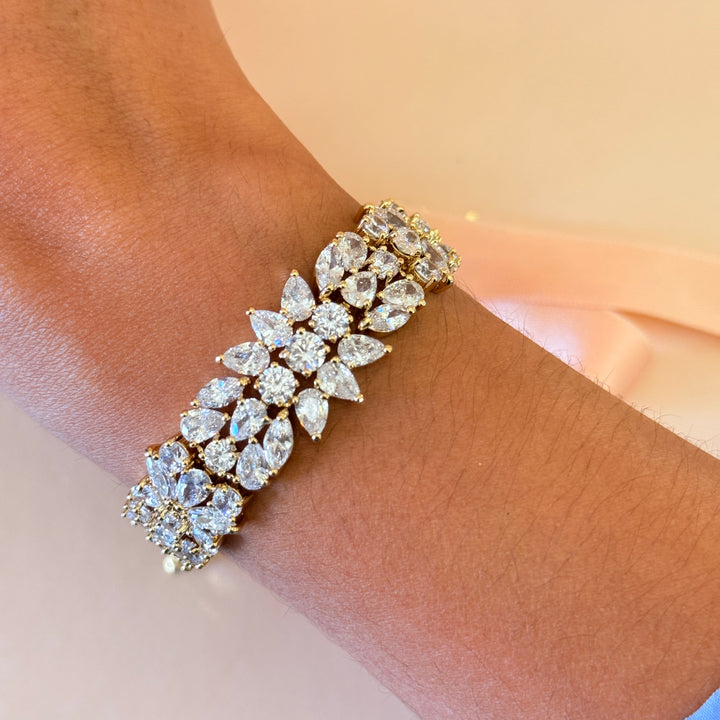 Zircone chunky marquise gold plated bracelet