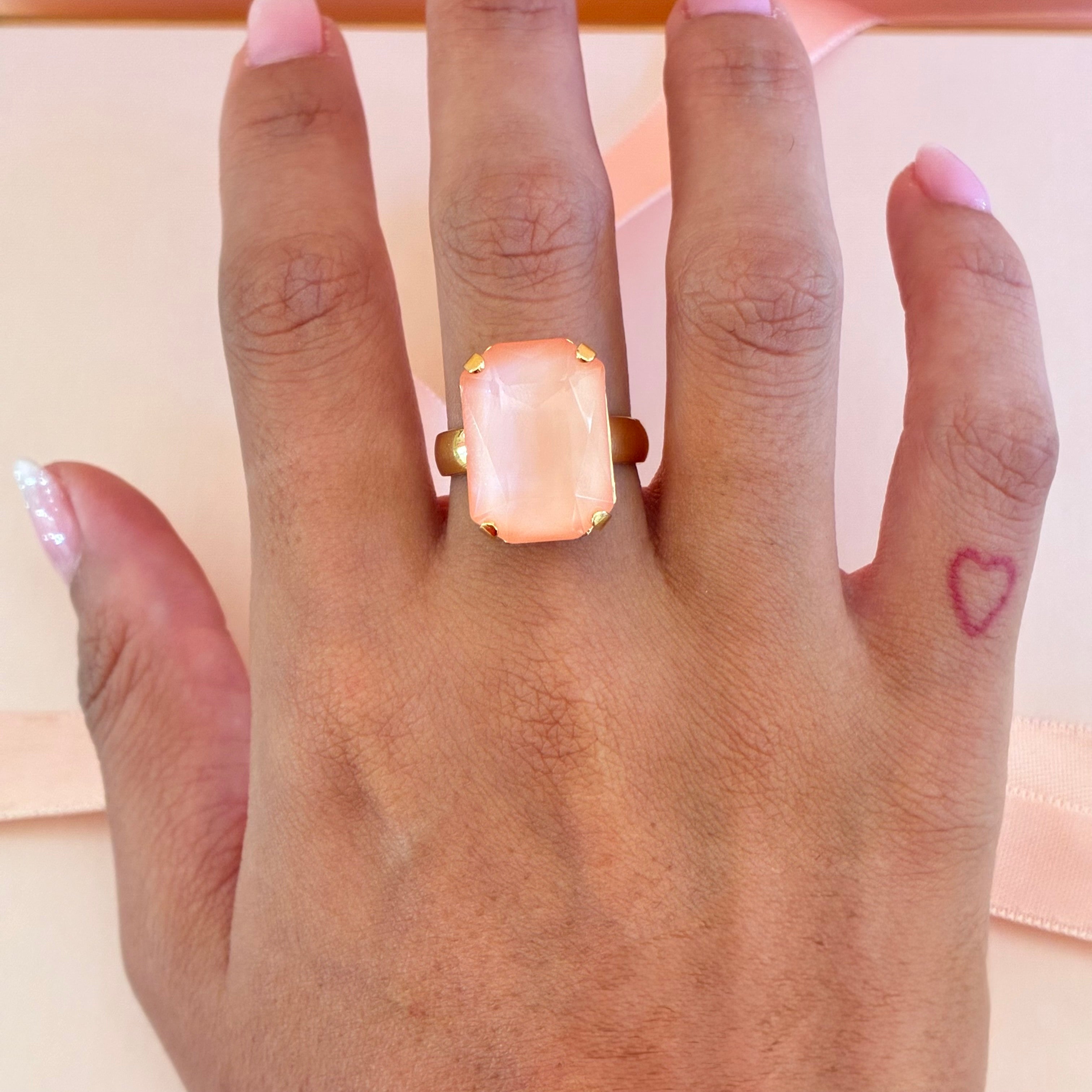 Peach Rectangular Swarovski crystals set