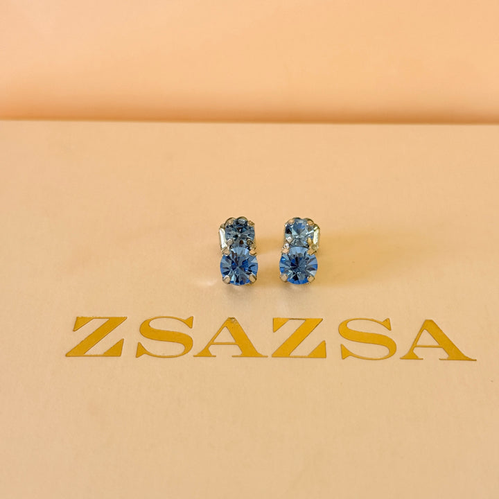 Preciosa crystals light blue silver earrings