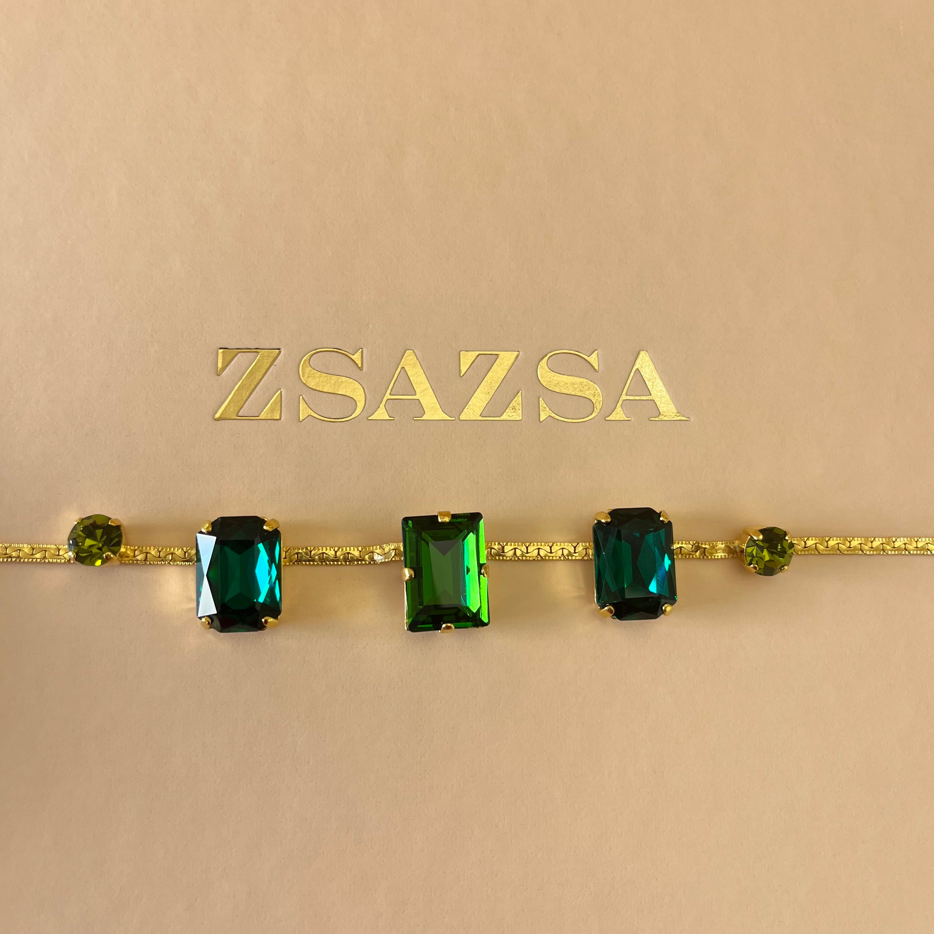 Green Swarovski crystals set