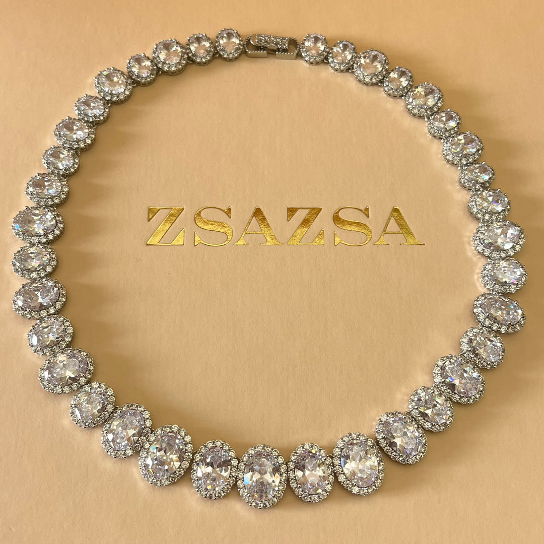 Silver zircone teardrop set