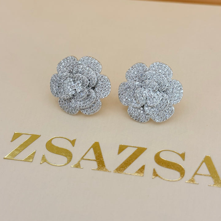 Rosette zircone silver set