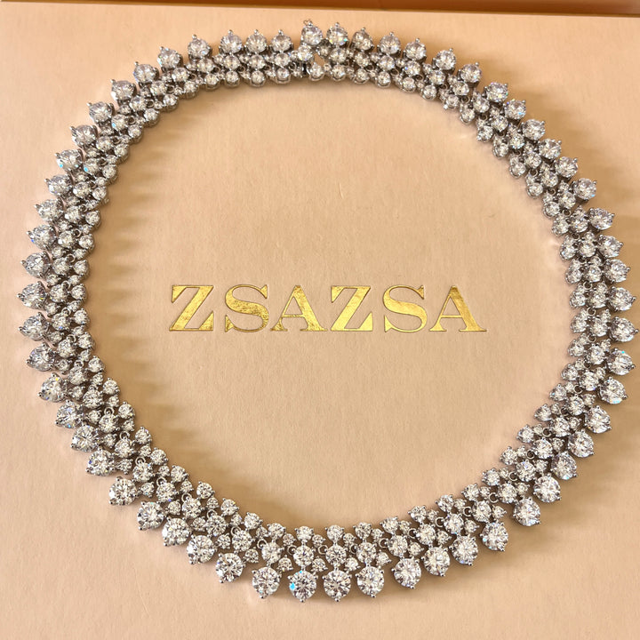 Statement white gold plated set