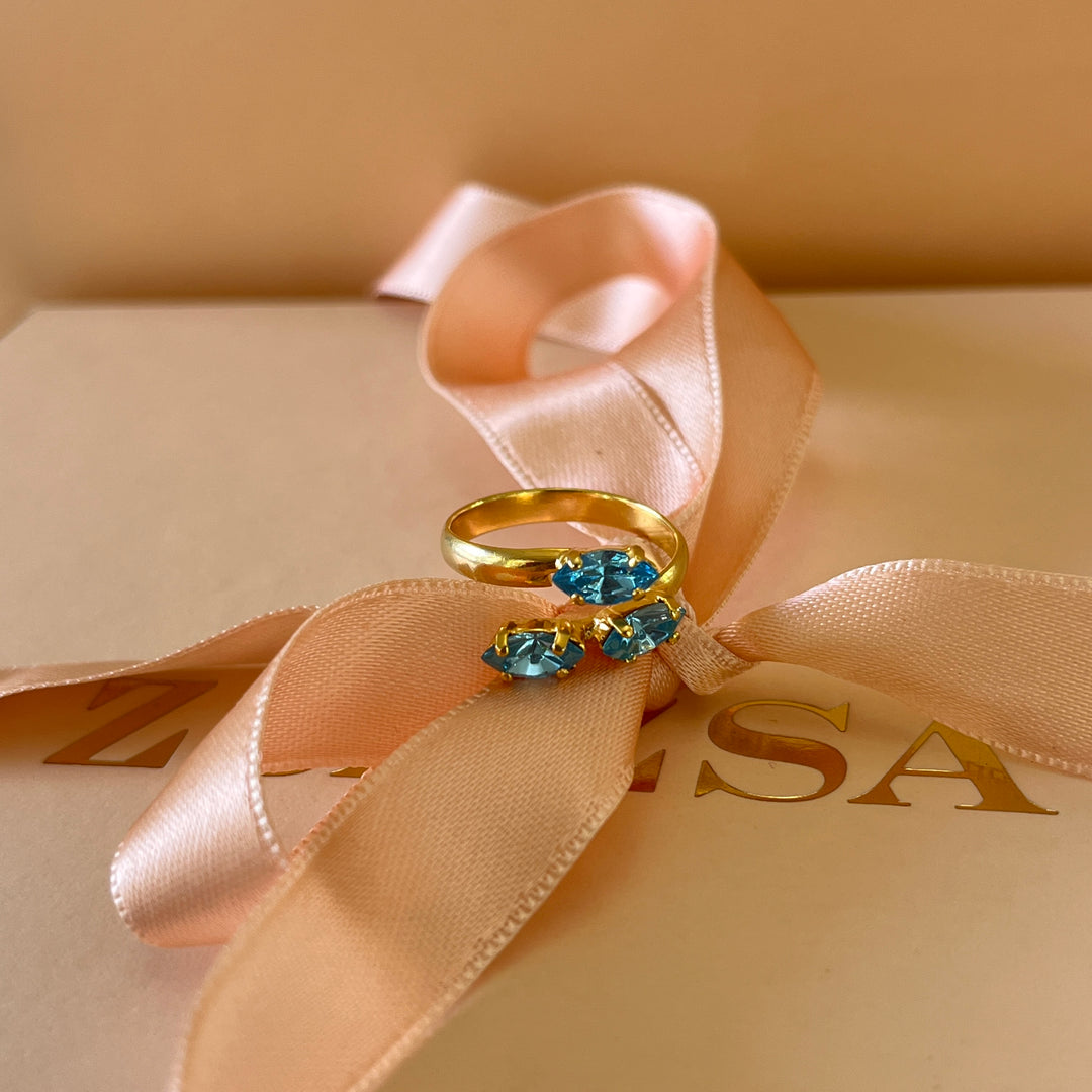 Turquoise marquise Swarovski crystals ring
