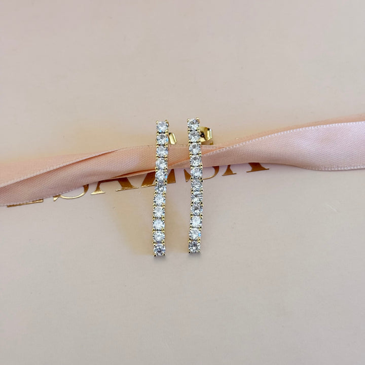 Tennis zircone gold plated earrings