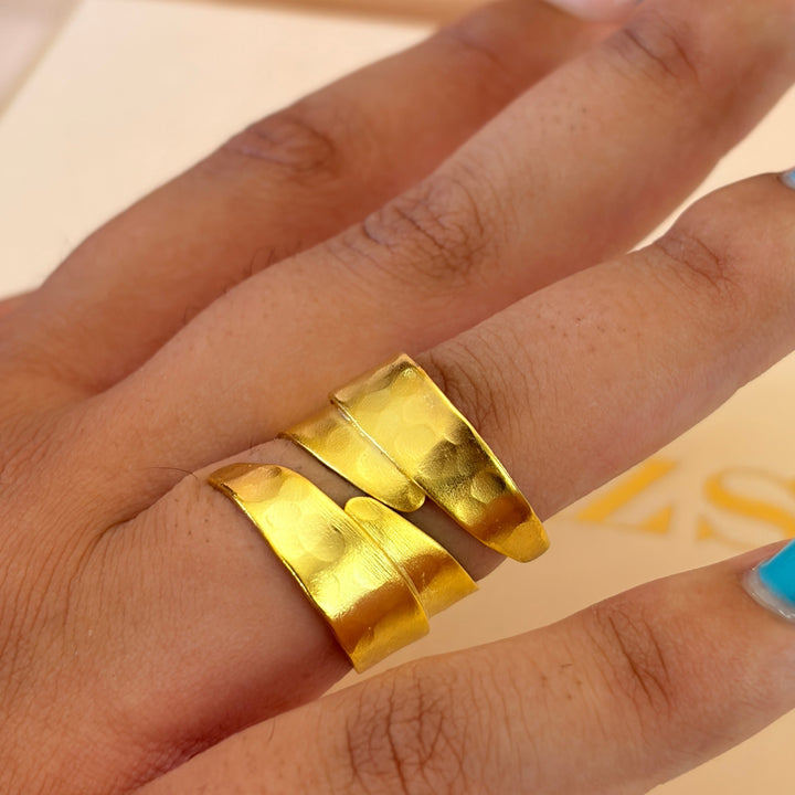Handmade Ribbon  Ring | Gold Plated | ZsaZsa