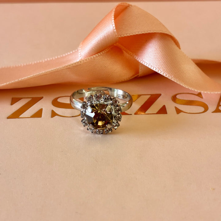 Bronze dainty Swarovski crystals silver set
