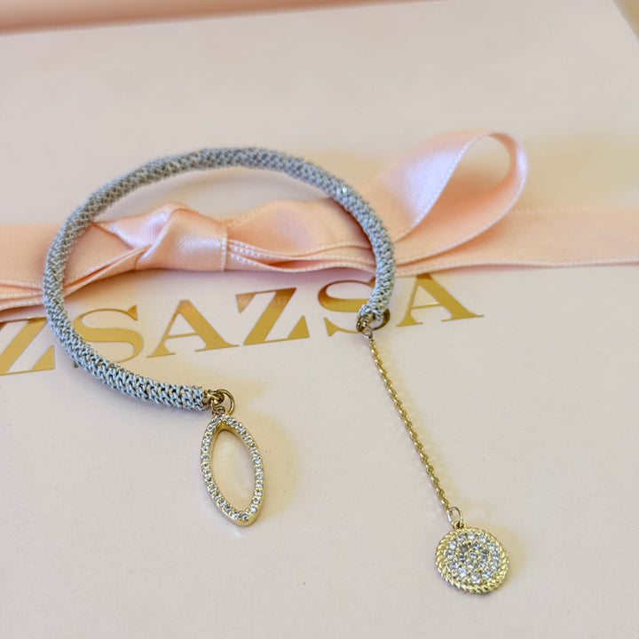Zircone Braided Cord gold plated bangle