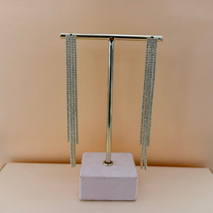 Long fringe sterling silver gold plated earrings