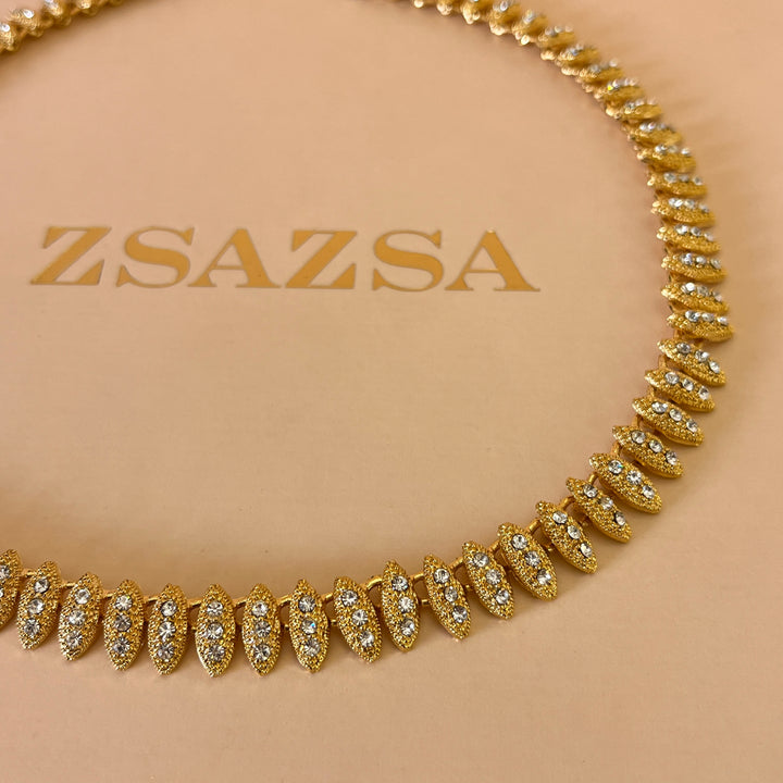 Swarovski crystals marquise shapes gold plated set