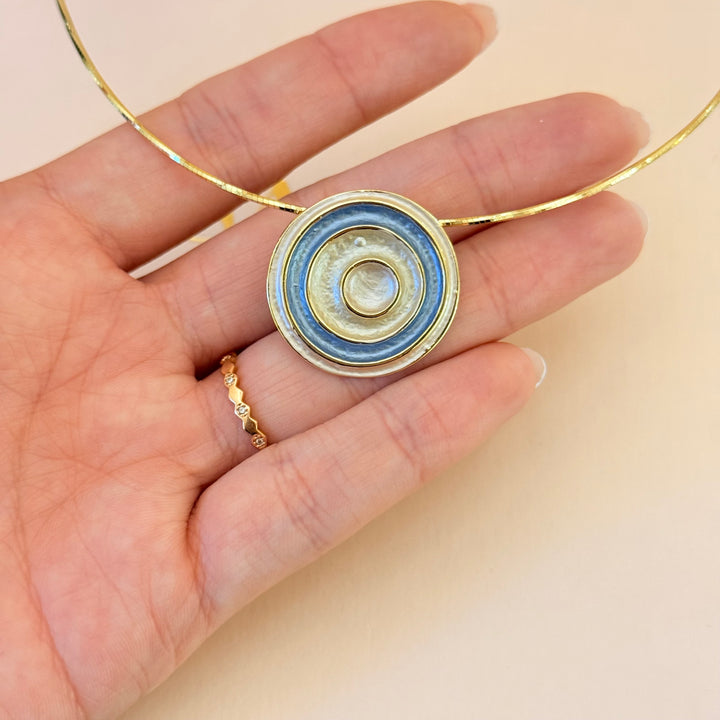 Spiral blue and cream enamel gold plated set