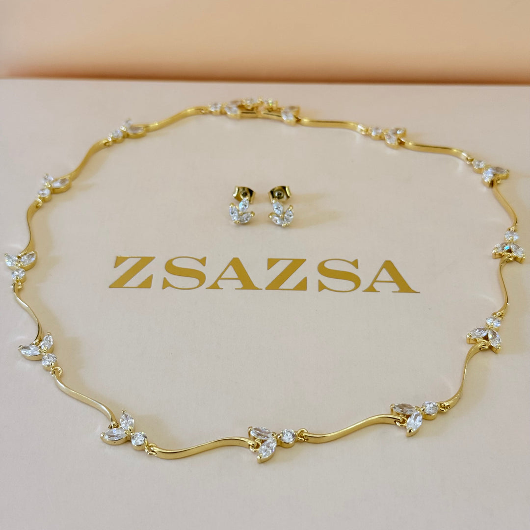 Marquise zircone gold plated set