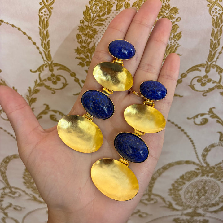 Handmade lapislázuli long earrings