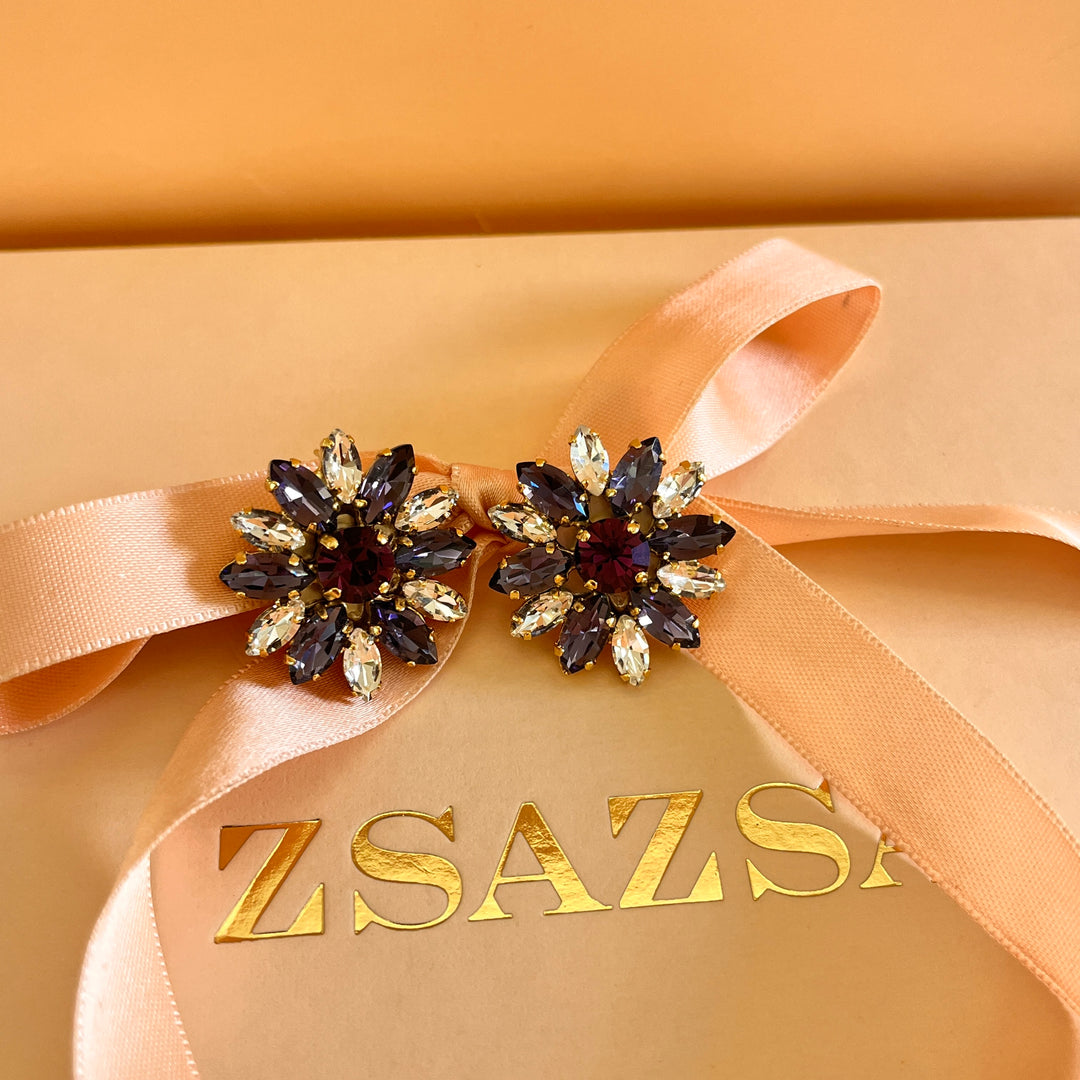 Shade of purple preciosa crystals flower set