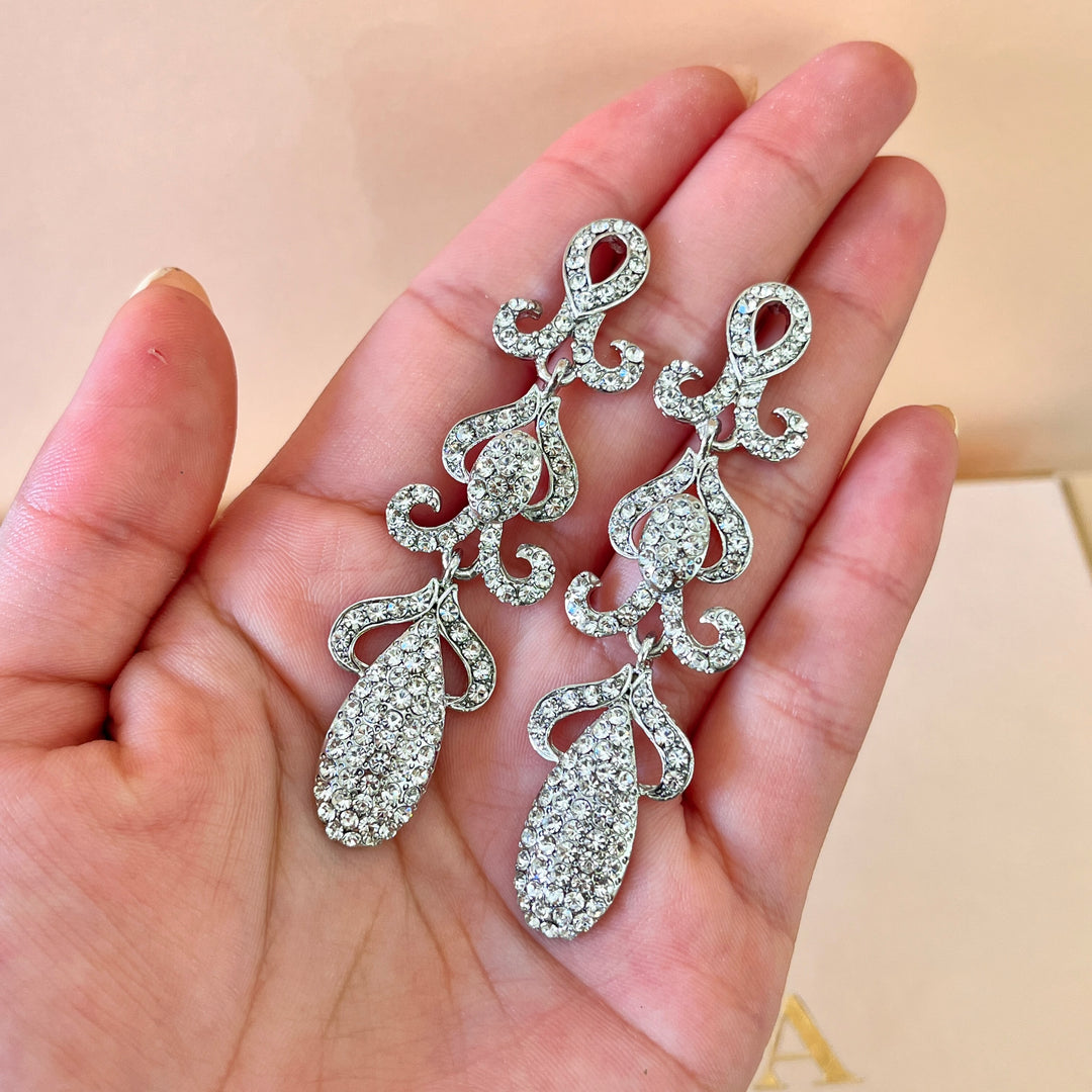 Swarovski crystals white gold plated earrings