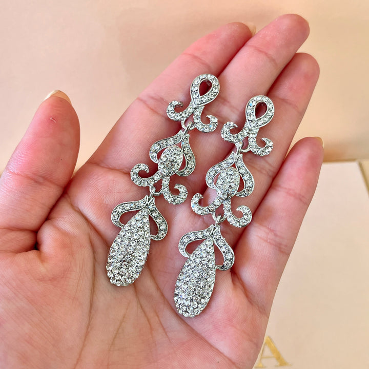 Swarovski crystals white gold plated earrings