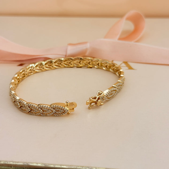 Zircone leaves gold plated bracelet