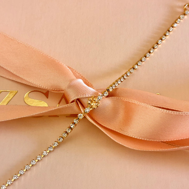 Dainty peach Swarovski crystals bracelet