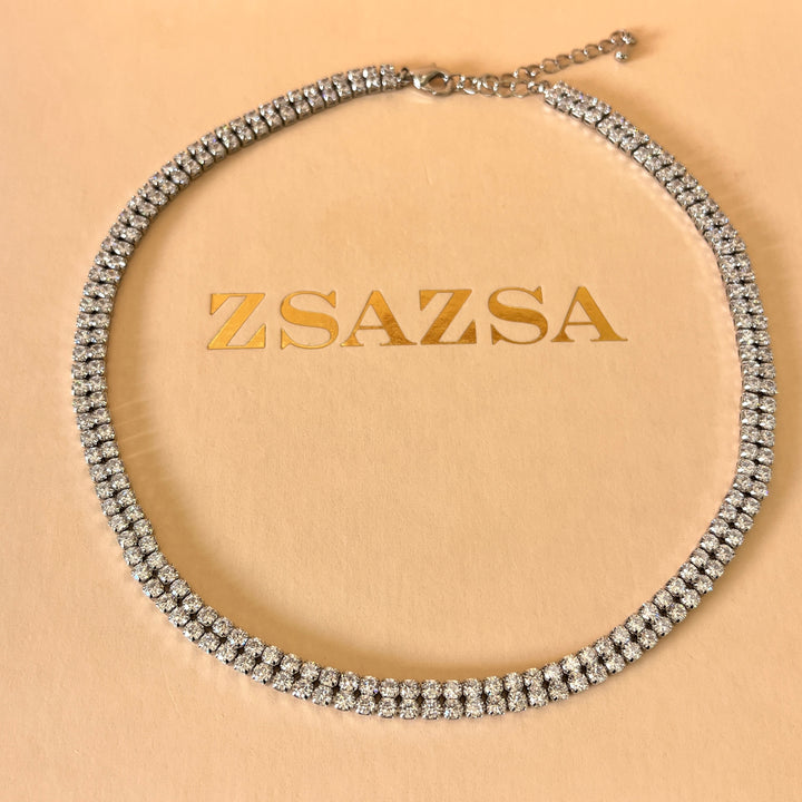 Double tennis zircone white gold plated set