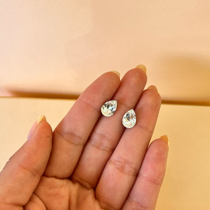 Swarovski crystals teardrop white gold plated studs