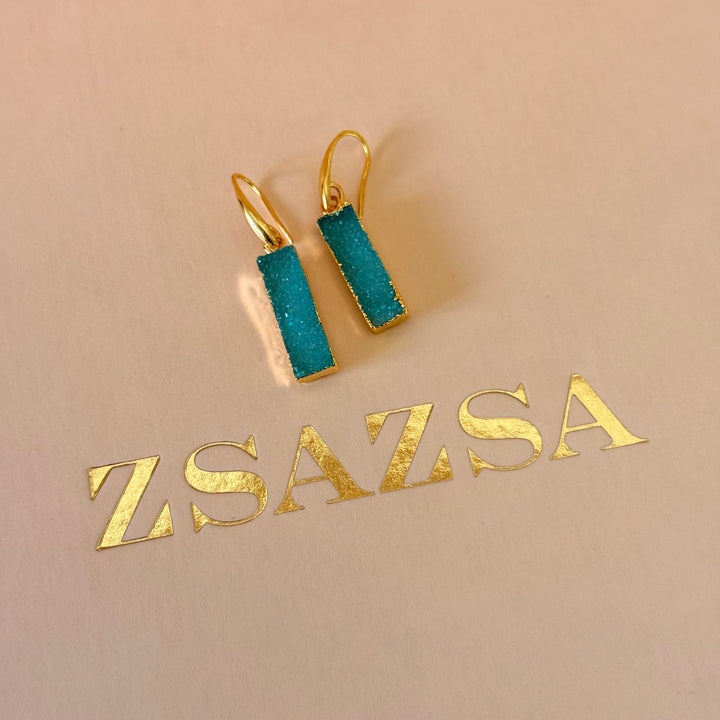 Green Agathe gold plated pendant set