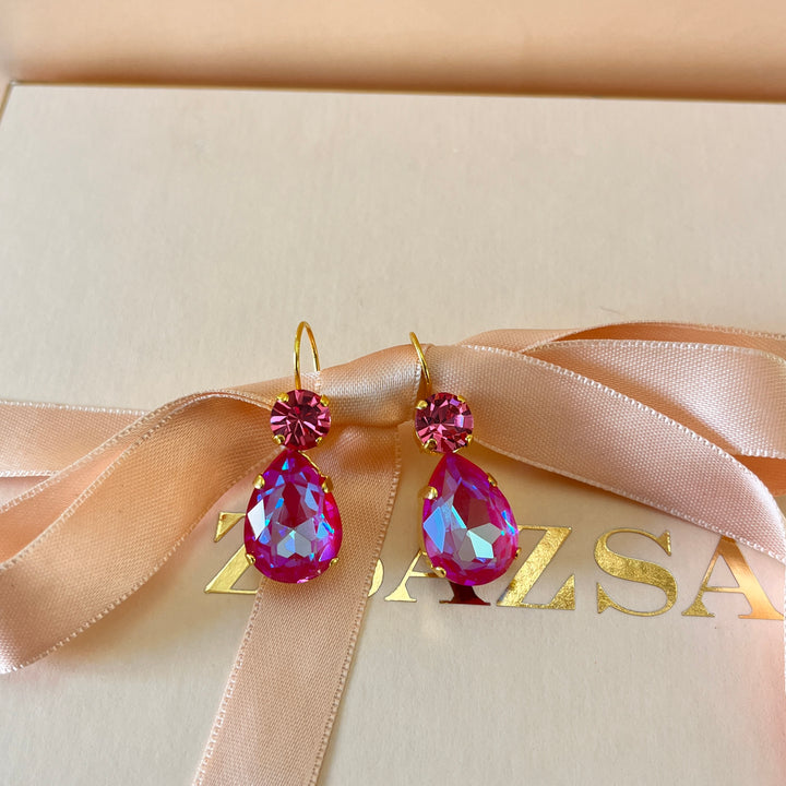 Fuchsia Swarovski crystals hooks and bangle