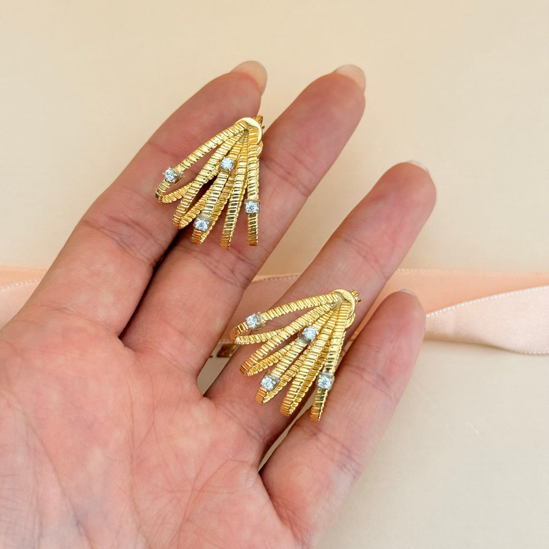 Sterling silver gold plated zircone hoops