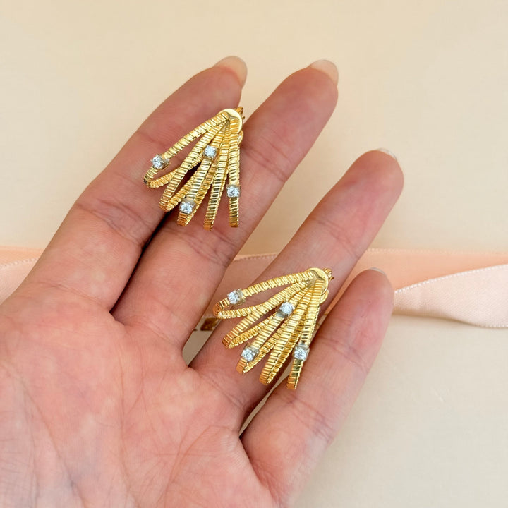 Sterling silver gold plated zircone hoops