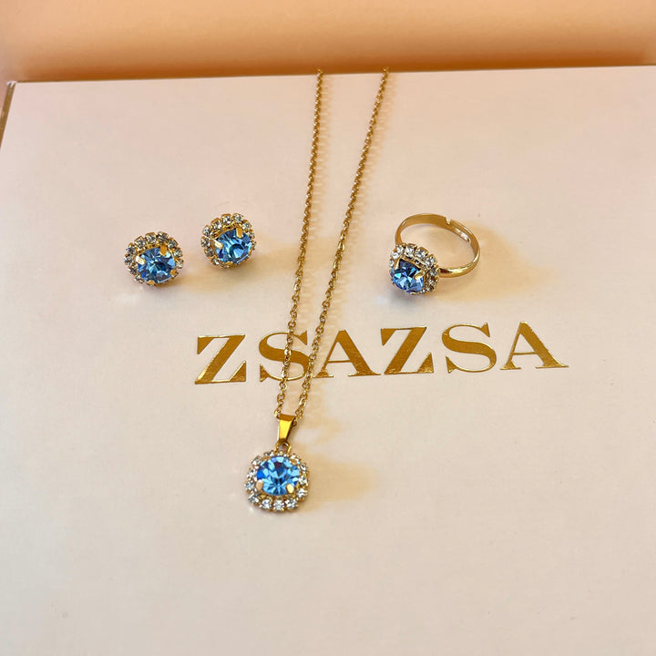 Light blue Swarovski crystals set