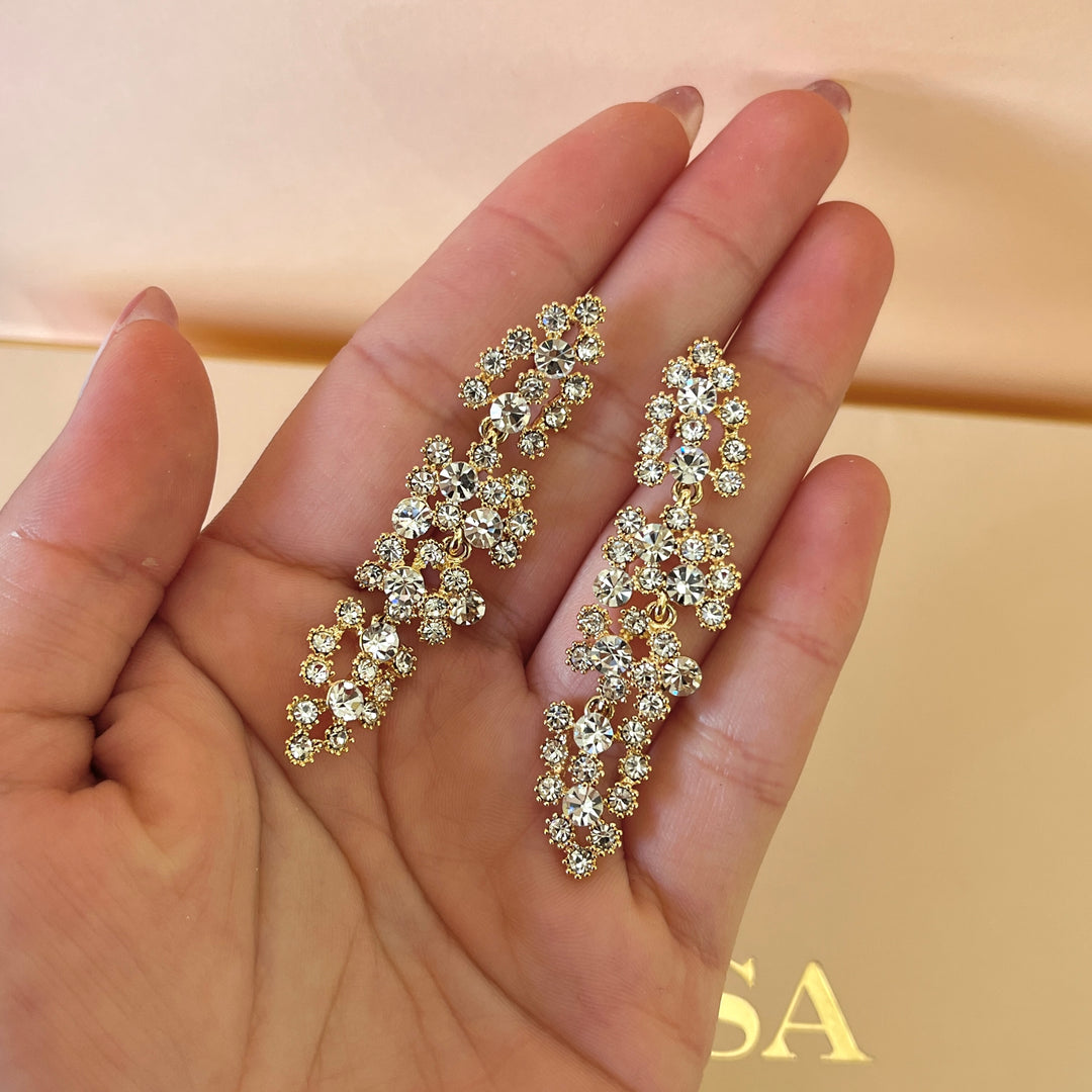 Swarovski crystals round gold plated earrings