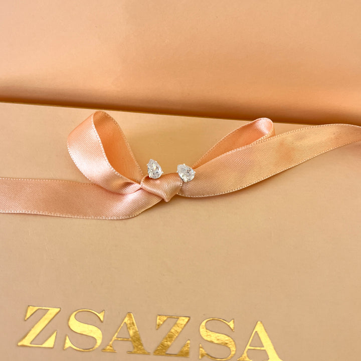 Teardrop zircone white gold plated set