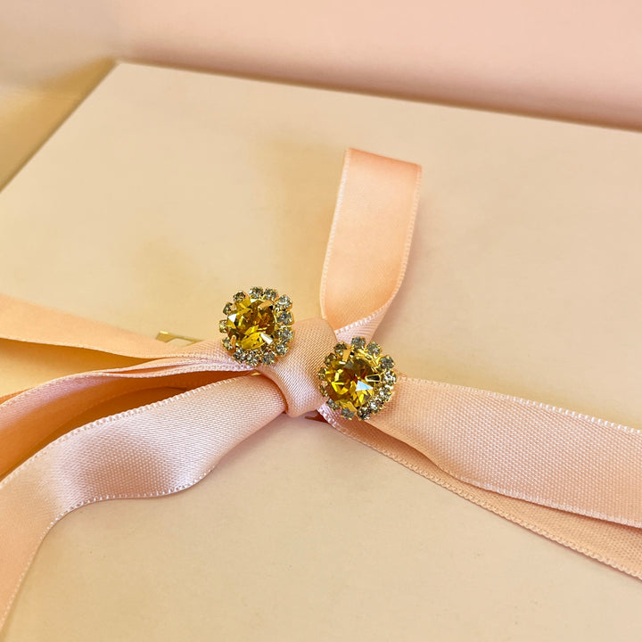 Yellow Swarovski crystals studs