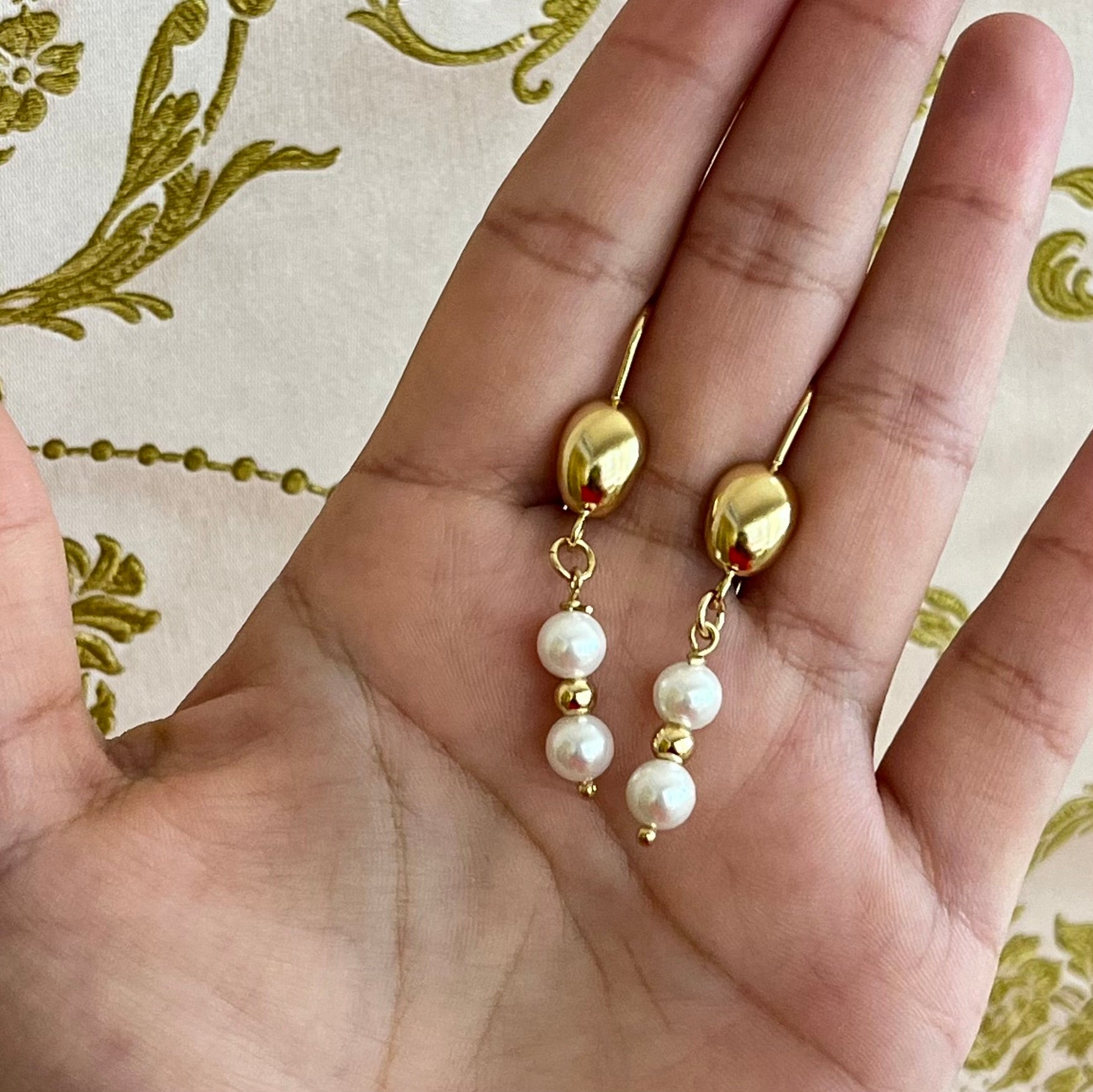 Heart gold & pearls set