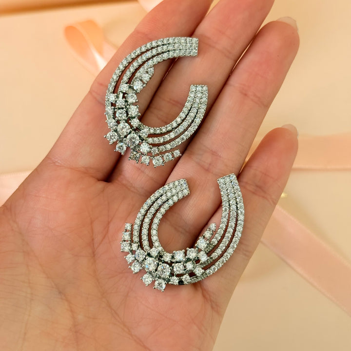 Statement zircone silver earrings